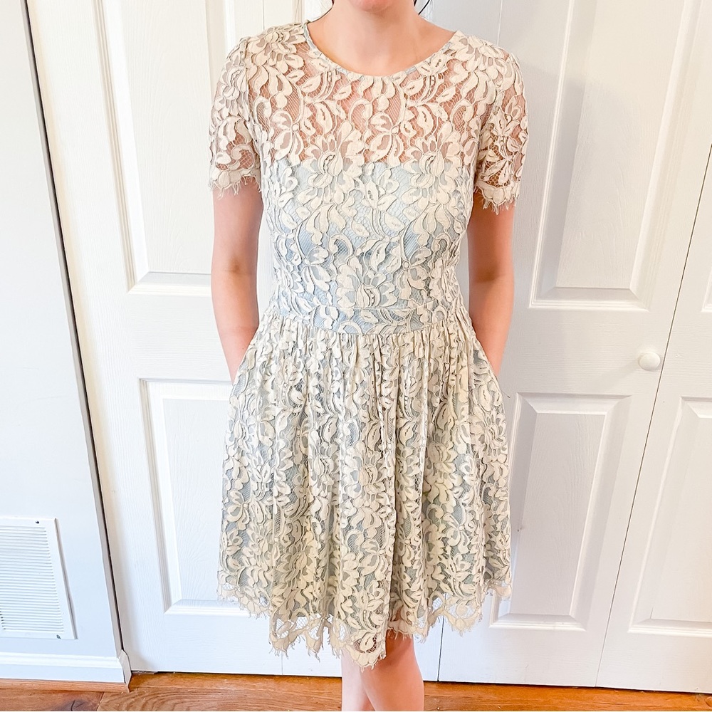Eliza J Romantic Princess Lace Fit & Flare Occasion Party Dress (Size 14)